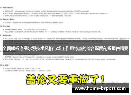 全面解析洛塞尔索技术风格与场上作用特点的综合深度剖析报告精要 全面解析洛塞尔索技术风格与场上作用特点的综合深度剖析报告精要